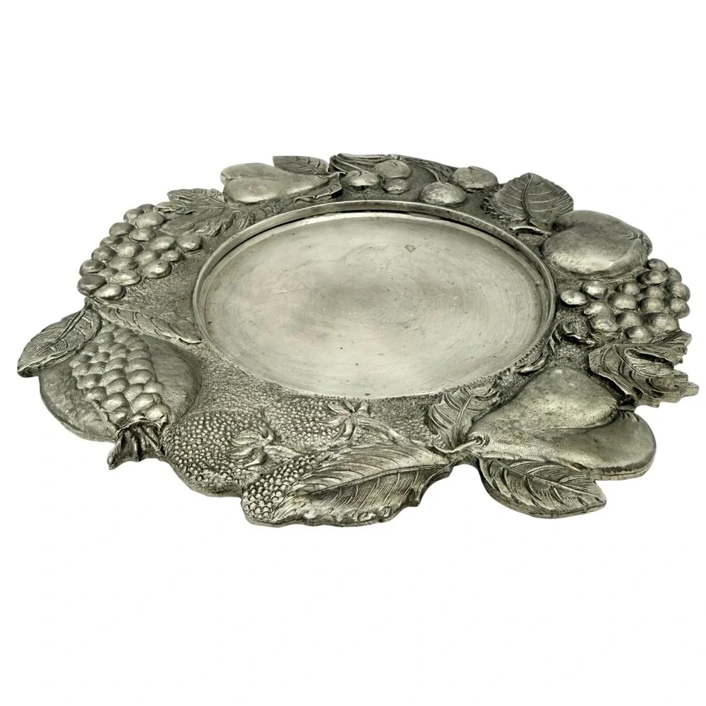 Vintage‎ Italian Pewter Williams Sonoma Fruit Wine Bottle Coaster Grande Cuisine